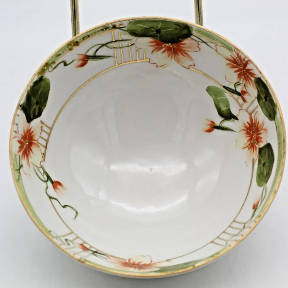 Antique Nippon Hand Painted Mayonnaise Condiment Bowl Under Plate Ladle Japan
